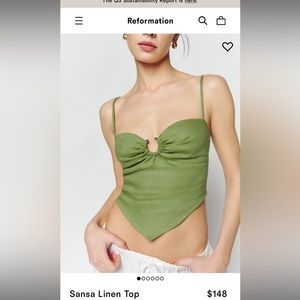 Reformation Sansa Linen Top in Avocado